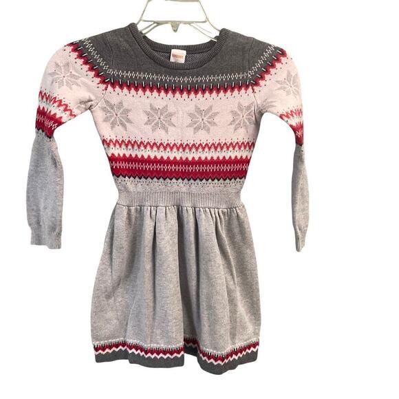 Gymboree Girls North Pole Party Sweater Dress Size 7 Snowflake Gray Red Holidays - Picture 1 of 5